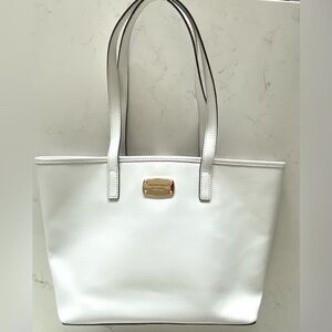 Michael Kors Jet Set White Leather East West Tote